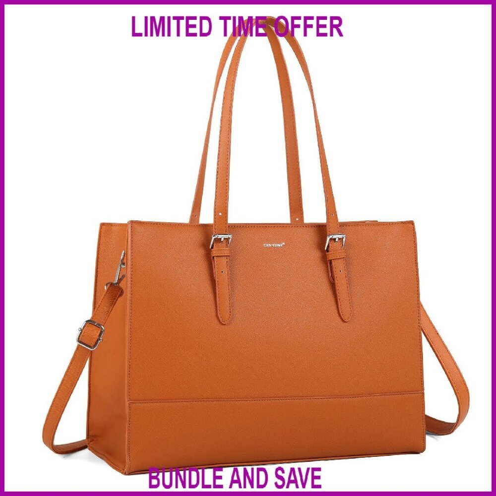 15.6 Inch Laptop Tote Bag, Premium Work Shoulder Bag with Multiple Carrying